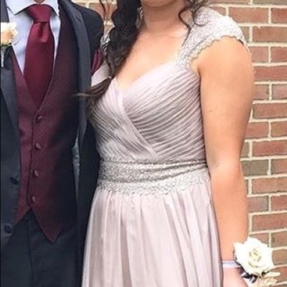 Taupe Sparkly Prom Dress